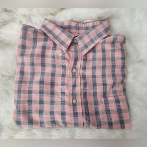 Roundtree & Yorke 3XB Salmon Plaid Short Sleeve Button Down EUC